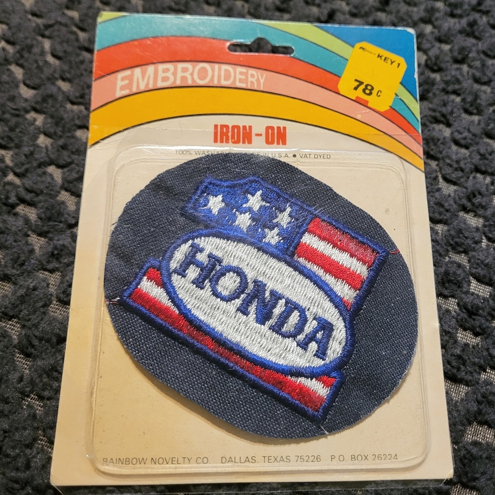 Vintage HONDA iron on patch embroidered 1980s NIP VTG deadstock